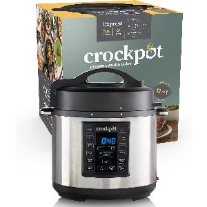 Crock-pot Express MultiCooker 5.6lù, Programmabile, 12 funzioni  pre-impostate, Cottura a Pressione, a Vapore, Slow Cooker e Rosolatura,  Funzione Warm automatica, Argento-Nero 