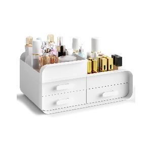 iDesign Porta trucchi con 4 cassetti, Mini cassettiera per make up,  cosmetici e gioielli, Organizzatore trucchi con cassetti girevoli in  plastica, trasparente