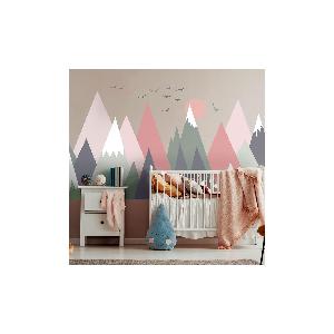 Adesivi murali per bambini – Decorazione cameretta bambino – Adesivi murali  per bambini – Adesivo da parete scandinavo – Adesivo da parete gigante  montagne scandinave Girlyka – H120 x L180 cm 