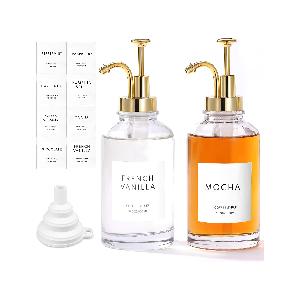 O'woda 2 Piece Oil Bottle, Coffee Syrup Dispenser Glass Set, Dispenser Di  Sapone, Bottiglie Di Shampoo Per Riempire, Adatto Per Cucina Bagno Bar,  16,9 oz 500 ml 