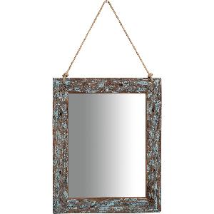 Biscottini Specchio vintage da parete 50x42x3 cm, Specchio da parete in  legno massello con corda