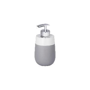 WENKO Dispenser sapone in ceramica Malta grigio/bianco Capacità: 0.3 l,  Ceramica, 7.5 x 15 x 8 cm, Grigio 