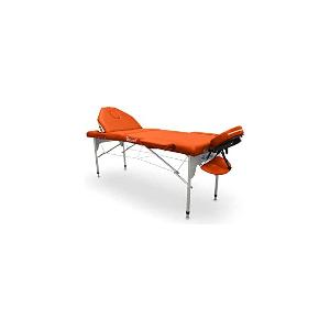 QUIRUMED Lettino da massaggio pieghevole in alluminio Pro, 186 x 66 cm, con  schienale ribaltabile, colore arancione, similpelle, foro per il viso,  testa rimovibile, altezza regolabile, 2 sezioni 