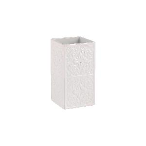 65027 Portaspazzolino 7x7x10 cm Bianco Ceramica Quadrato Bicchiere