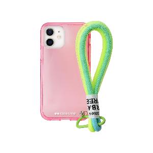 case&me cover con laccetto Urban per iPhone 12/12 Pro, laccio multiuso  rimovibile, cover trasparente colorata, cover fashion, rosa 