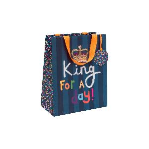 Glick Sacchetto regalo di lusso, con scritta King for a Day, per la festa  del papà, sacchetto regalo grande, multicolore 