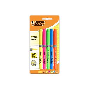 Evidenziatore a penna grip Bic azzurro. Confezione 12 pezzi - Bic