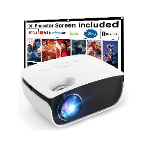 Mini Proiettore, 7500 Lumens Mini Videoproiettore Portatile 1080P Full HD  [Schermo proiezione incluso] Home cinema Portatile per  iOS/Android/Laptop/TV Box/PS5 