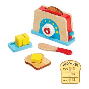 Tostapane giocattolo in legno con alimenti e accessori per fare ottimi toast