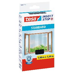 tesa Insect Stop Zanzariere Attacca & Stacca STANDARD per Finestre,  Zanzariera Adesiva, Rete per Zanzariera Regolabile a Piacere, Antracite,  100 cm x 100 cm 