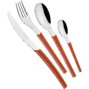 EME POSATERIE Loto Arancio 1665 - Set di Posate da Tavola in acciaio inox  18/10, per 4 persone, 16 pezzi 