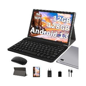 Oangcc Tablet 10 Pollici Android 13 OS Tablets con 5G WiFi, 12GB+128GB(TF  512GB/1TB), Octa-Core, Processore 2.0 GHz, 8000mAh, Schermo Widget,  Controllo Parentale, Tablet con Tastiera+Mouse - Grigio 