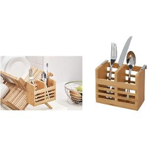 iDesign Formbu Cestino portaposate per Cucina, Armadio, tavola da Pranzo,  Piccolo Porta bambù, Organizer Posate a 2 Scomparti, Beige, 16,5 cm x 6,0  cm x 13,0 cm 