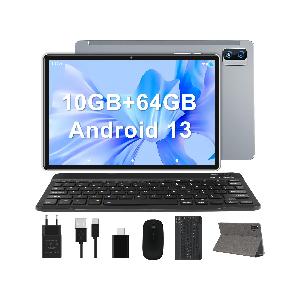 YESTEL Android 13 Tablet 10 Pollici 10GB RAM 64GB ROM (Fino a 1TB)  Octa-Core,WiFi Tablet PC, Batteria da 8000mAh, 5MP + 13MP, Face ID, Wi-Fi,  OTG, Type-C, Con Tastiera e Mouse,Grigio Stellato 