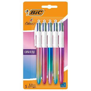 BIC 4 Colori Gradient, Penne Multicolore, Set di 5 Penne a Sfera con Fusti  Multicolor, Cancelleria Scuola e Università 