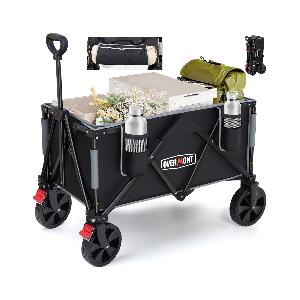 OVERMONT Carrello da Giardino Pieghevole - Carrelli da Campeggio Portatile  di Grande-capacità 150L 120KG - All-terrain Staccabile Ruote Tasche  Laterali - per Spiagge Shopping Sport Picnic 