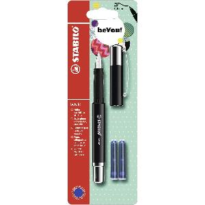 Penna Stilografica - STABILO beFab! Uni Colors in Nero - 3 Cartucce Blu  incluse 