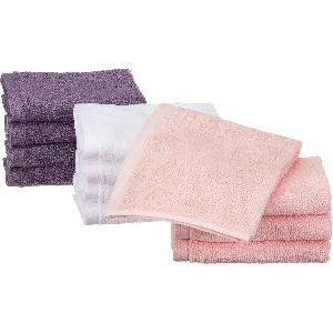 Basics Asciugamani in cotone, Confezione da 12, washcloth, 12L x 30l  cm, Multicolore (Rosa Pallido, Lavanda, Bianco) 