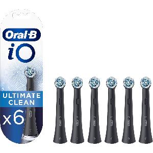 Oral-B iO Ultimate Clean Testine Spazzolino Elettrico, Confezione da 6  Testine di Ricambio Nere, Rimuove il 100% della Placca, Progettate per il  tuo Oral-B iO, Adatto alla Buca delle Lettere 
