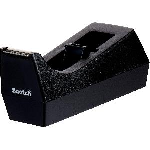 Scotch Dispenser per nastro adesivo da scrivania, confezione da 3,  ponderato, base antiscivolo, nero, realizzato in plastica riciclata al 100%  (C-38-3PK-SIOC) 