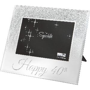 Cornice portafoto Maturi con glitter argento, specchiata 10 x 15