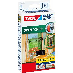 tesa Insect Stop Hook & Loop Zanzariera Attacca e Stacca - Per finestre con  persiane esterne e fioriere - Con nastro adesivo a strappo - Antracite -  130 cm x 150 cm 